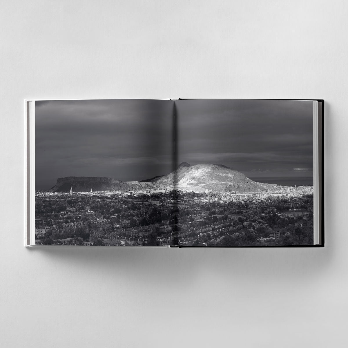 The book "Edinburgh: An Architectural Portrait" by Black Dog Online features a striking black-and-white cityscape photograph by James Reid, capturing Edinburgh architecture with a prominent hill under a cloudy sky.