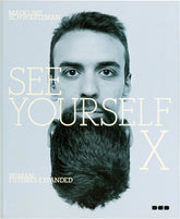 Cover of Black Dog Online's "See Yourself X: Human Futures Expanded," showcasing a surreal image of a head with mirrored facial features, which delves into the boundaries of human perception and sensory apparatus.