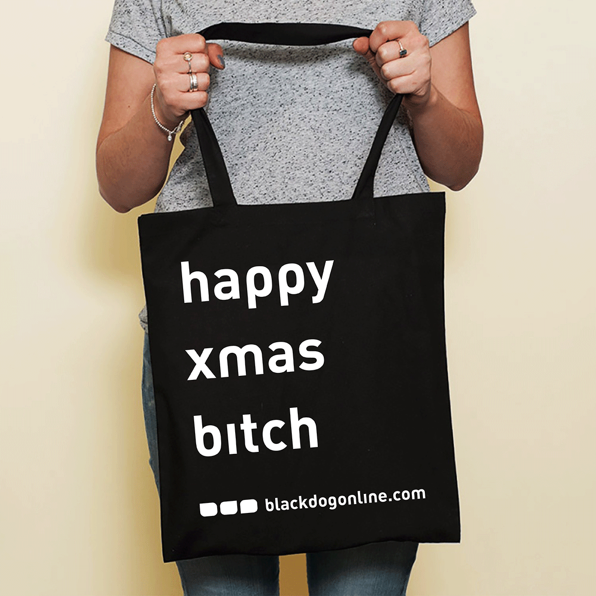 happy xmas bitch tote bag